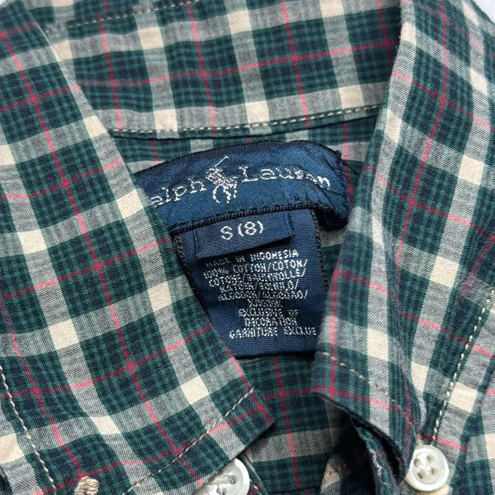 Ralph Lauren Navy and Cream Plaid Shirt